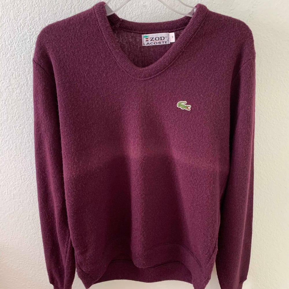 Vintage IZOD Lacoste Men's Purple Sweater V-Neck M